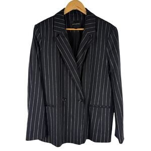 Banana Republic Black Pinstripe Double-Breasted Blazer